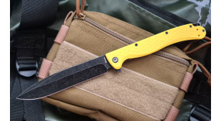 Складной нож Daggerr Finka DL blackwash сталь 8Cr14MoV, рукоять Yellow FRN