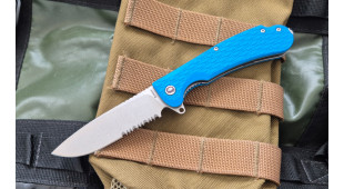 Складной нож Daggerr Wocket serrated stonewash сталь 8Cr14MoV, рукоять Blue FRN