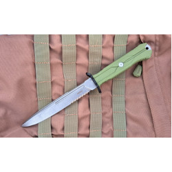 Тактический нож Mr.Blade Leshiy serrated stonewash сталь AUS-8, рукоять OD Green Elastron