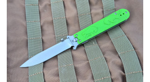 Складной нож Перемен Зубры stonewash 8Cr14MoV, рукоять Green FRN